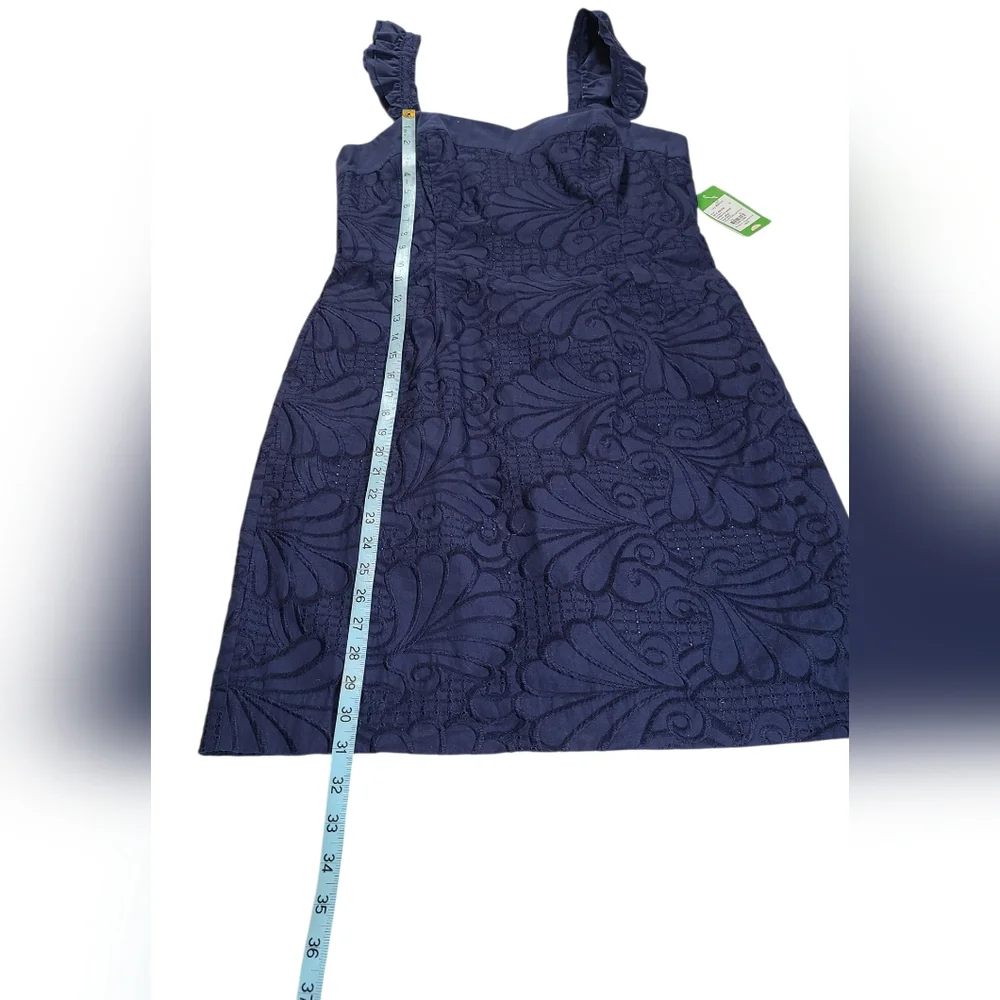 Lilly Pultizer True Navy Blue Cotton Sarafina Dress Dollop Of Scallop NWT Sz 14 - Picture 9 of 11
